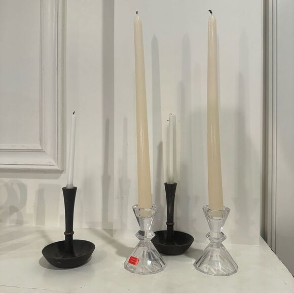 Vintage Towle Pair Of‎ Fine Lead Crystal Taper Candle Holders Elegant Design - Picture 6 of 6